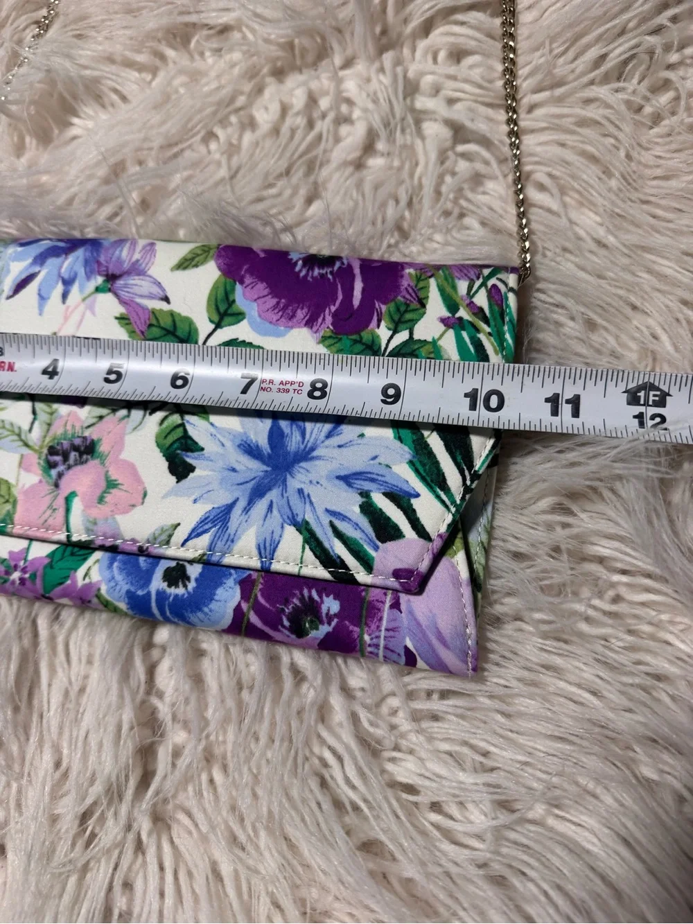Talbots floral envelope crossbody bag Leather Trim And Chain Link Strap